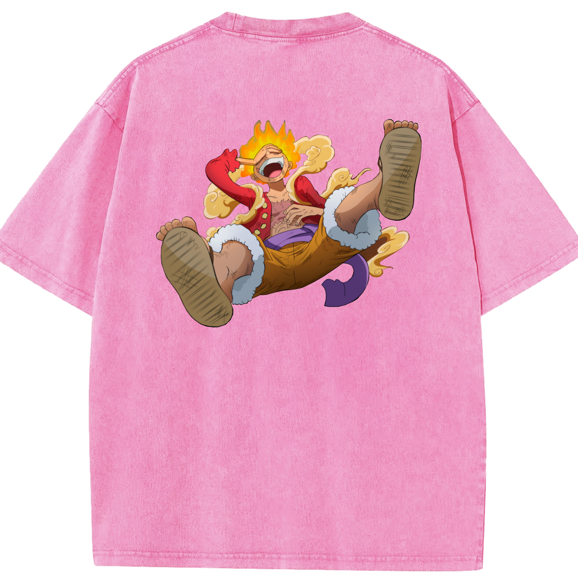 ワンピース モンキー・D・ルフィ ONE PIECE Monkey D. Luffy 綿100% ヴィンテージ風 半袖Tシャツ（背面プリント）